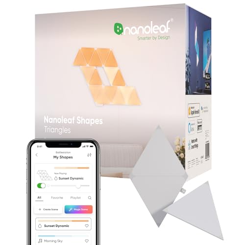 Nanoleaf Shapes Triangle Erweiterungspack, 3 zusätzliche Dreieckigen LED Panels - Smarte Modulare RGBW WLAN 16 Mio. Farben Wandleuchte Innen, Musik & Bildschirm Sync, Funktioniert mit Alexa