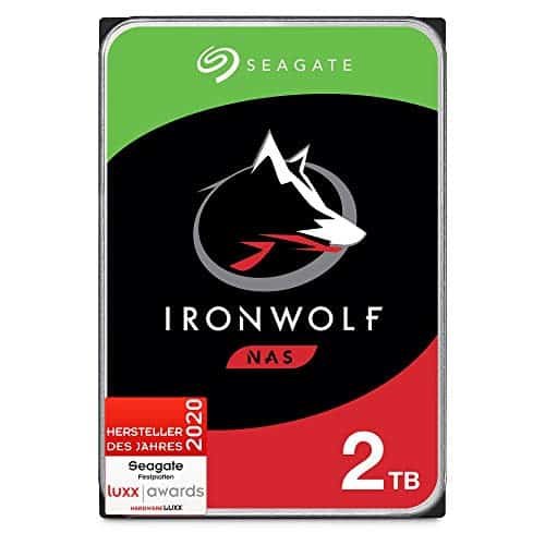 Seagate IronWolf 2 TB interne Festplatte, NAS HDD, 3.5 Zoll, 5900 U/Min, CMR, 64 MB Cache, SATA 6 GB/s, silber, 3 Jahre Data Rescue Service, FFP, Modellnr.: ST2000VNZ04