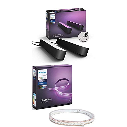Philips Hue White and Color Ambiance Play Lightbar Doppelpack + LightStrip+ Basis Set (ohne Bridge)