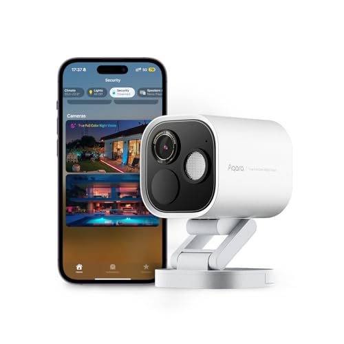 Aqara 4MP Kamera-Hub G5 Pro WLAN, Echtfarbe Nachtsicht Überwachungskamera Aussen, 2,4/5GHz, HomeKit Secure Video, Thread-Grenzrouter, Lokale Erkennung, Thread/Zigbee, Unterstützt Alexa Google (Weiß)