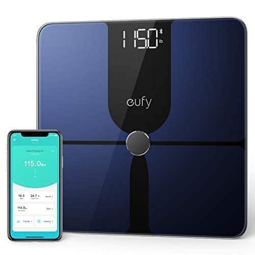 eufy Smart Scale P1, Smarte Personenwaage, Körperfettwaage, Bluetooth, Große LED-Anzeige, 14 Messwerte,Gewicht/Körperfett/BMI/Körperzusammensetzung, Oberfläche aus Hartglas