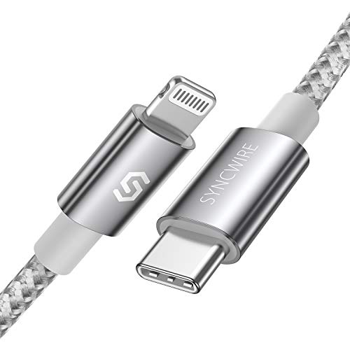 SYNCWIRE USB C auf Lightning Kabel, 2 m – MFi zertifiziert, ultraschnelles Laden, PD Kabel Typ C, Nylon, strapazierfähig, Ladekabel für iPhone 13 Pro Max 12 11 XS XR X 8 Plus 7 6s SE 2 iPad Air Mini –