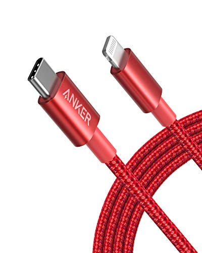 Anker 331 USB-C auf Lightning Kabel, New Nylon USB-C auf Lightning Ladekabel (180cm), Geeignet für iPhone 13 13 Pro 12 Pro Max 12 11 X XS XR 8 Plus, AirPods Pro, Unterstützt Power Delivery (Rot)