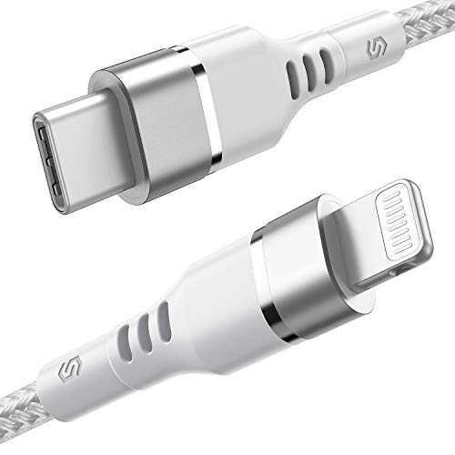 Syncwire USB C auf Lightning Kabel 1,2M [MFi Zertifiziert] Typ C Lightning Nylon Ladekabel schnelles Datenkabel für iPhone 12/12 mini/12 Pro Max/SE2020/11/11 Pro Max/X/XS Max/XR/8/8 Plus - Weiß