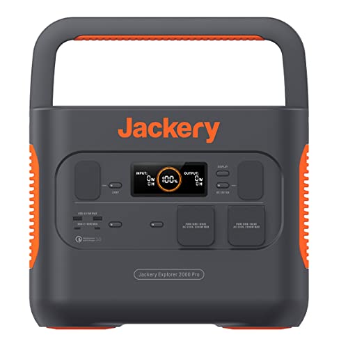 Jackery Explorer 2000 Pro, 2160Wh Tragbare Powerstation mit 2200W Steckdosen, schnelle Ladung mit AC/Solarpanel, Mobile Stromversorgung für Outdoors Wohnmobil Heimwerken und als Notstromaggregat