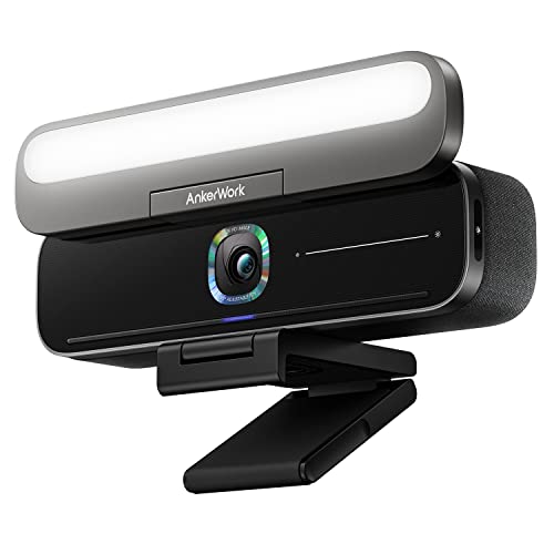 AnkerWork B600 Videobar Webcam mit Licht, mit 2K Kamera & Beleuchtung für Videokonferenzen, Geräuschunterdrückung mit K.I, 4 integrierte Mikrofone, 2K Auflösung, Klare Klangqualität, Mikrofon