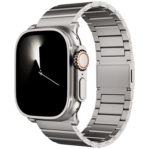 LULULOOK Titan Armband für Apple Watch Ultra 3/2/1, Ultraleicht Magnetisch Ersatzarmbänder mit DLC Beschichtung, Gefertigt mit 6.0 mm Einstellbare Glied für iWatch Armband 49mm