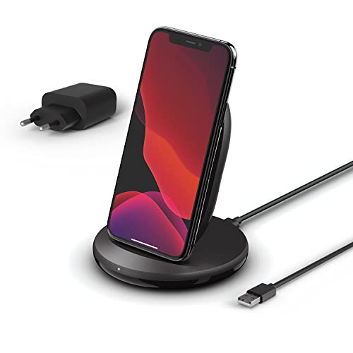 Belkin BoostCharge drahtloser Ladeständer, 15 W (Qi-Ladeständer zum schnellen drahtlosen Laden für Geräte wie iPhone, Samsung, Pixel) - Schwarz