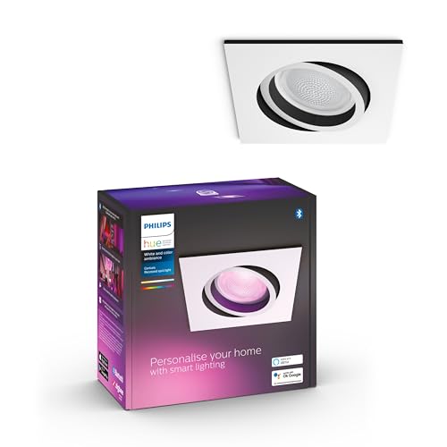 Philips Hue White & Color Ambiance Einbauspot weiß Centura 230lm, 1er Pack, eckig, dimmbar, 16 Mio. Farben, steuerbar via App, kompatibel mit Amazon Alexa (Echo, Echo Dot), alte Generation