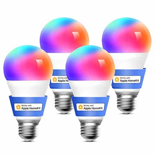Smart WLAN Glühbirne funktioniert mit Apple HomeKit, Meross Wifi Lampe LED Mehrfarbige Dimmbare Glühbirne kompatibel mit Siri, Alexa, Google Home und SmartThings, 60W E27 Warmweiß, 4 Stücke