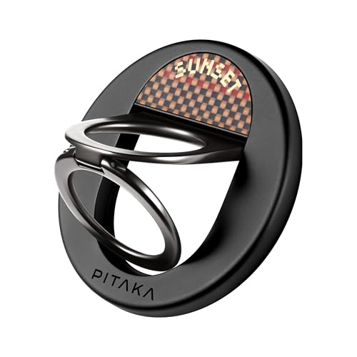pitaka Handy Ring Halterung Magnetischer Griff Ring Halter mit Doppelring Einstellbar Fingerhalter Handy Ständer aus Aramidfaser für iPhone 17/16/15/14/13 Sonnenuntergang