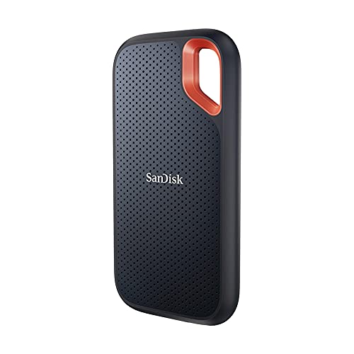 SanDisk Extreme 2TB Portable SSD (tragbare NVMe SSD, USB-C, bis zu 1.050 MB/s Lesegeschwindigkeit und 1.000 MB/s Schreibgeschwindigkeit, wasser- und staubbeständig), Schwarz