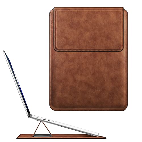 Fintie 13.6 Zoll Laptop Tasche mit Ständer Kompatibel mit MacBook Air 13.6 2024-2022, MacBook Air 13 2020-2018, MacBook Pro 13 2022-2016, Slim Hülle Sleeve, Braun
