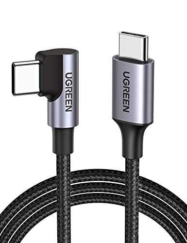 UGREEN USB C USB C Kabel 60W Winkel Power Delivery USB C USB C Kabel 90 Grad 3A/20V kompatibel mit Galaxy Note20 S21 S20 A52 Mi 10T, iPad Air 2020, iPad Pro 2020, XPS 13, MacBook Air usw. (1m)