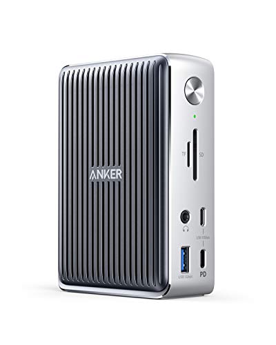 Anker 577 Thunderbolt Docking Station (13-in-1, Thunderbolt 3) für Thunderbolt Laptops, 85W Ladeleistung für Laptop, 18W für Smartphone, 10 Gbps USB-C Daten, 4K HDMI, Ethernet, Audio, USB-A Gen 1 A8396341 Silver