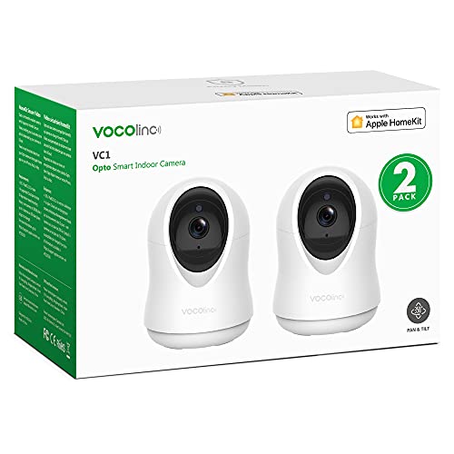 VOCOlinc 1080P überwachungskamera Innen, Kamera überwachung Innen für Home Security/Baby/Haustiere, Pan/Tilt WLAN Kamera mit Nachtsicht, 2-Way Audio, Funktioniert mit Apple HomeKit Home Nur 2 Pack