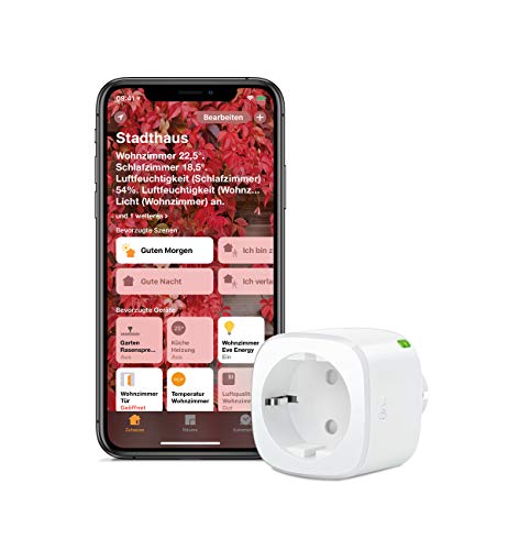 Eve Energy - Smarte schaltbare Steckdose (deutsche Markenqualität), TÜV zertifiziert, Verbrauchsmessung, Zeitpläne, schaltet Geräte ein & aus, keine Bridge nötig, Smart Plug (Apple Homekit)