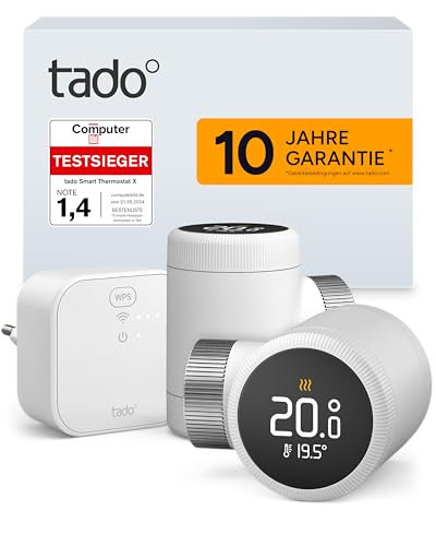 tado° Smartes Heizkörperthermostat X – Starter Kit mit Bridge X, Heizungssteuerung per App und Smart Speaker (Alexa, Siri, Google Assistant), Energie sparen, DIY Installation