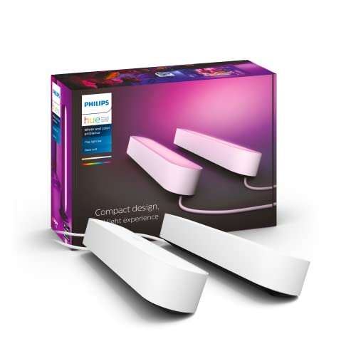 Philips Hue White and Color Ambiance Play Lightbar Doppelpack, dimmbar, bis zu 16 Millionen Farben, steuerbar via App, kompatibel mit Amazon Alexa, weiß/schwarz, 2 Stück (1er Pack)