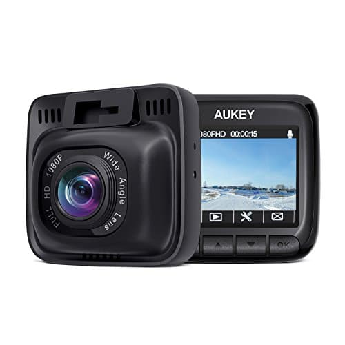 AUKEY Dashcam Full HD 1080P Autokamera mit 170° Weitwinkel, Superkondensator, WDR Nachtsicht Dashcam mit G-Sensor Bewegungserkennung, Loop-Aufnahme und Dual-Port Kfz-Ladegerät