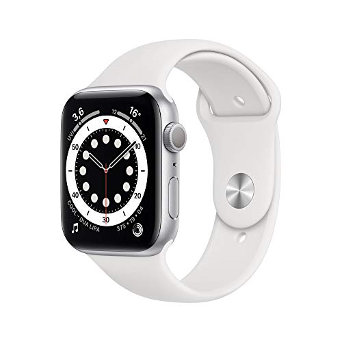 Apple Watch Series 6 (GPS, 44 mm) Aluminiumgehäuse Silber, Sportarmband Weiß