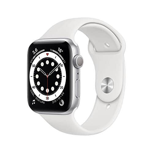 Apple Watch Series 6 (GPS, 44 mm) Aluminiumgehäuse Silber, Sportarmband Weiß