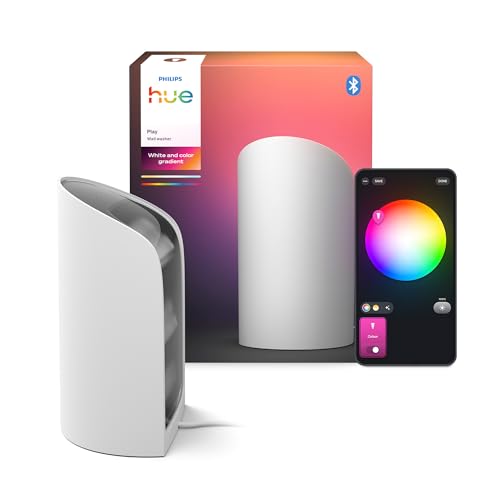 Philips Hue Play Smart Wall Washer Weiß, Weißes & farbiges Licht mit ColorCast-Technologie, Bluetooth-kompatibel, Sprachsteuerung mit Alexa, Apple Home & Google Assistant, 1er Pack