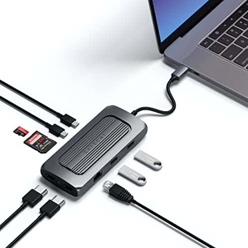 SATECHI USB-C Multiport MX Adapter – Dual 4K HDMI, 100W USB-C PD Charging, Gigabit Ethernet, USB-C Data – Für M2/M1 MacBook Pro/Air, M2, M1 iPad Pro/Air, M2 Mac Mini, iMac M1