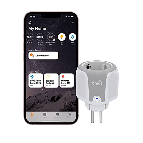 Onvis Smart Steckdose HomeKit Intelligente Plug, 2,4 GHz WLAN Intelligente Steckdose mit Siri Alexa Google Assistant, Home Smart Steckdose mit Timer, Stromverbrauch messen, kein Hub erforderlich