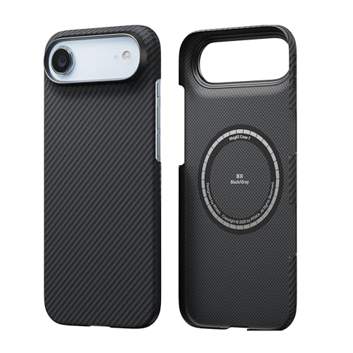pitaka Hülle für iPhone Air Magnetische Handyhülle aus Aramidfaser Schutzhülle Kompatibel mit Magsafe [Ultra Dünne Hülle] mit Angenehmem Griff Schwarz/Grau