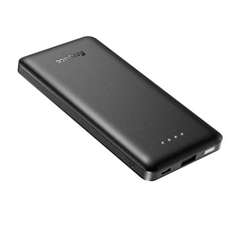 EasyAcc Powerbank 10000mAh Quick Charge Externer Akku Ultra Slim klein leicht Portables Ladegerät für Smartphone Tablet usw. - Schwarz