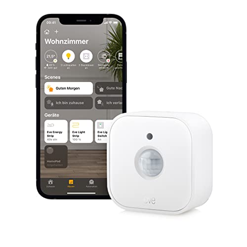 Eve Motion (HomeKit) – Smarter Bewegungssensor mit Lichtsensor, IPX3-Wasserbeständigkeit, Mitteilungen, automatische Aktivierung von Leuchten und Geräten, keine Bridge nötig, Bluetooth, Apple HomeKit