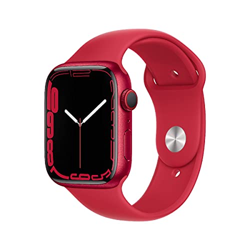 Apple Watch Series 7 (GPS + Cellular, 45mm) Smartwatch - Aluminiumgehäuse Product(RED), Sportarmband Product(RED) - Regular. Fitnesstracker, Blutsauerstoff und EKGApps, Wasserschutz