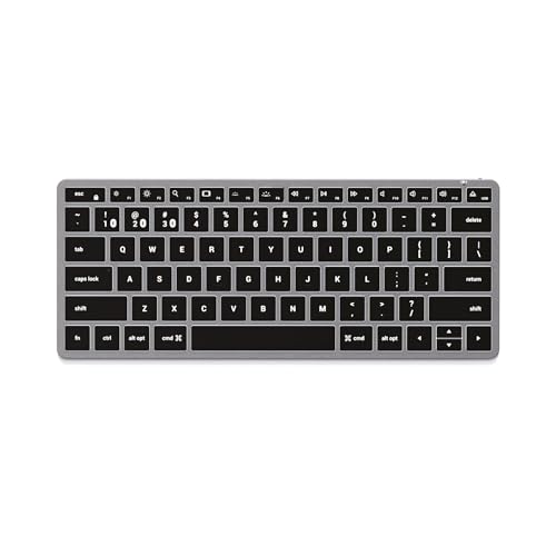 SATECHI Slim X1 Bluetooth Tastatur, US-QWERTY-Layout, Hintergrundbeleuchtung, kompatibel mit Mehreren Geräten – Für MacBook Air & Pro M5 M4, Mac mini, iPad Air & Pro, iMac und mehr – Space Grau