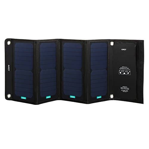 Aukey PB-P5 Solar Ladegerät mit 2 USB Ports, 5V 2.4A, 28W schwarz