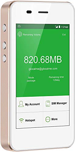 GlocalMe UPP 4G Mobiler WLAN Router, verfügbar in über 140 Ländern, Keine SIM-Karte nötig, Keine Roaminggebühren, MIFI mit 1GB globalen und 8GB EU Daten, Internationaler Hotspot (G3-Gold)