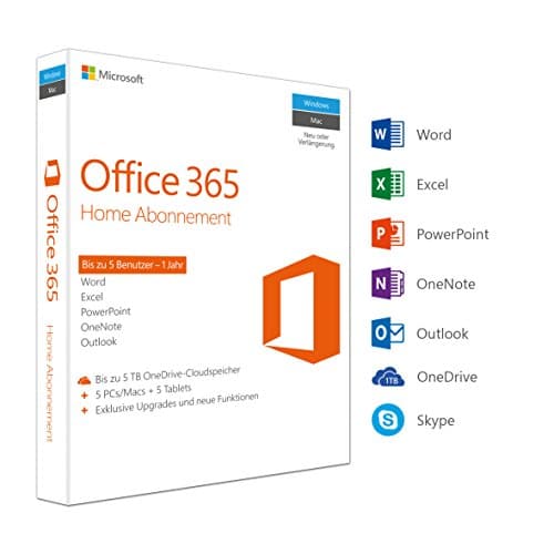 Microsoft Office 365 Home multilingual | 5 Nutzer | Mehrere PCs / Macs, Tablets und mobile Geräte | 1 Jahresabonnement | Box