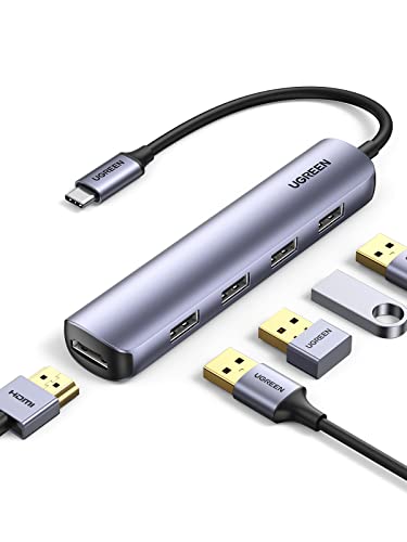 UGREEN USB C Hub HDMI USB 3.0 kompatibel mit iPhone 15/15Pro, MacBook Pro/Air, iPad Air/Pro, Surface Pro/Go, Galaxy S24/S23, Galaxy Tab und mehr USB C Geräten