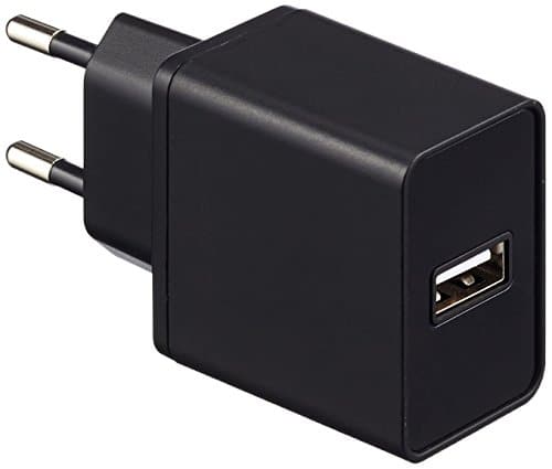 AmazonBasics - Netzteil/Ladegerät mit 1 USB-Anschluss, 2,4 A, Schwarz