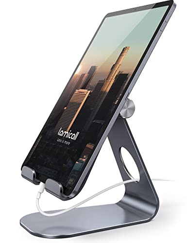Lamicall Tablet Ständer Verstellbare, Tablet Halterung - Universal Halter, Halterung, Dock für 2022 iPad Pro 9.7, 10.5, 11, 12.9, iPad Air Mini 2 3 4, Samsung Tab, und Tablet mit 4.7-13 Zoll - Grau