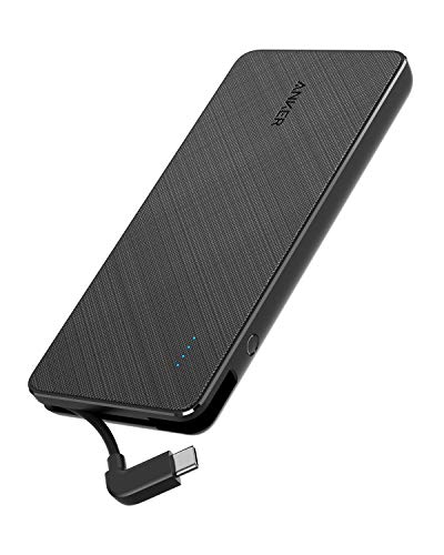 Anker PowerCore+ 10000 Powerbank mit eingebautem USB-C Ladekabel, 10000mAh Power Delivery (18W) kompatible mit Samsung S10 / Note 10, Pixel 3 / 3XL, iPad Pro 2018 (Quick Charge Wird unterstützt)