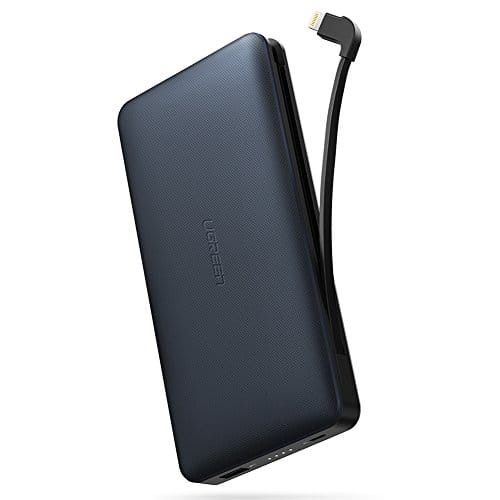 UGREEN Powerbank iPhone X 20000mAh Externer Akku mit integriertem MFI Lightning Kabel und 2.4A USB Port Tragbares Ladegerät für iPhone 8/8 Plus/7/6/SE, iPad Pro,iPad Air, Samsung S8,S7,S6, J3 2017 und MP3 MP4 usw