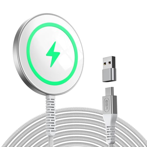 ESR for Magsafe Ladegerät, Wireless Charger iPhone für iPhone 16/16 Pro/16 Pro Max/15/14/13, AirPods 4/3/2 Pro,Induktive Ladestation mit 1,5m Verstärktem Nylonkabel, Silber (Ohne Netzteil)