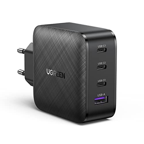 UGREEN USB C Ladegerät 65W USB C Netzteil 4 Ports GaN Charger PD Ladegerät kompatibel mit MacBook Pro/Air, iPhone 15/15 Pro/15 Pro Max/14 Pro/13, iPad Pro, S24 Ultra, S24+, S24 usw