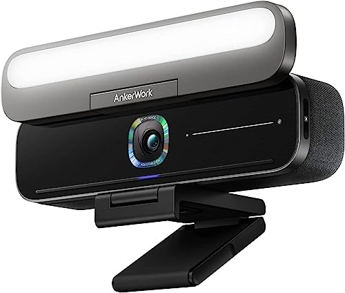 AnkerWork B600 Videobar Webcam mit Licht, mit 2K Kamera & Beleuchtung für Videokonferenzen, Geräuschunterdrückung mit K.I, 4 integrierte Mikrofone, 2K Auflösung, Klare Klangqualität, Mikrofon