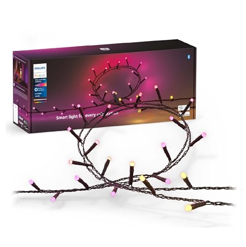 Philips Hue Festavia Lichterkette, White & Color Ambiance, dimmbar, 500 Mini LEDs, 40 m Länge, wasserdicht, kompatibel mit Amazon Alexa (Echo & Echo Dot)