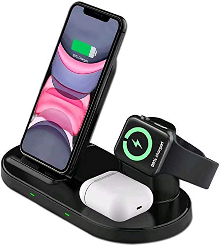 Raide Kabelloses Ladegerät Induktive Ladestation ,3 in 1 Wireless Ladestation für Apple Watch , AirPods Pro/2 Fast Wireless Charging Stand für iPhone 12/11/ Pro/Max/X/XS/XR / 8/8 Plus All QI-Enabl