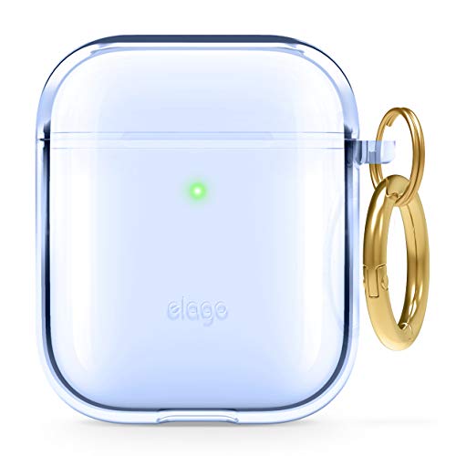 elago Clear Case Schutzhülle, transparent, kompatibel mit Apple AirPods 2 & 1, Premium TPU, reduziert Gelbheit, Anti-Make-up, unterstützt kabelloses Laden (Aqua)