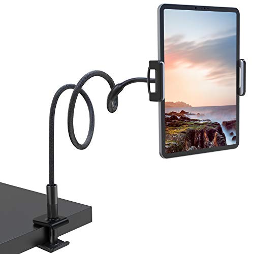 NULAXY Schwanenhals Tablet Halter, Tablet Halterung 360°Lazy Flexible Einstellbare Lang Arm Ständer für iPad Mini 2 3 4, Neu iPad Pro 2020, iPad Air, iPhone, - Schwarz