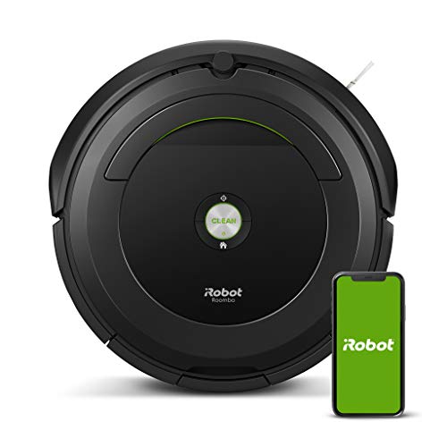 iRobot Roomba 696 Saugroboter (reinigt alle Hartböden und Teppiche, Dirt Detect Technologie, 3-Stufen-Reinigungssystem, WLAN-fähig und per App programmierbar und Zubehör) schwarz